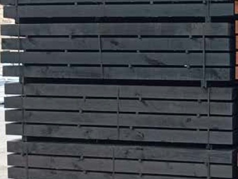 Traviesas de Madera Lasuradas para Exterior – Acabado Oscuro Premium